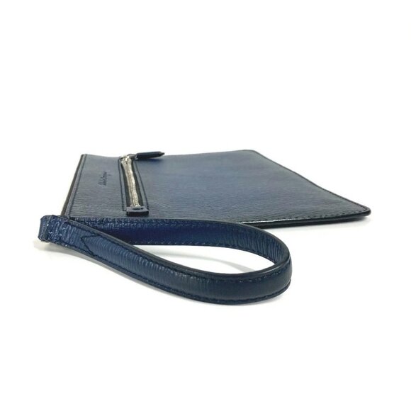Salvatore Ferragamo logo Pouch with strap Clutch bag Leather Navy - Picture 5 of 16